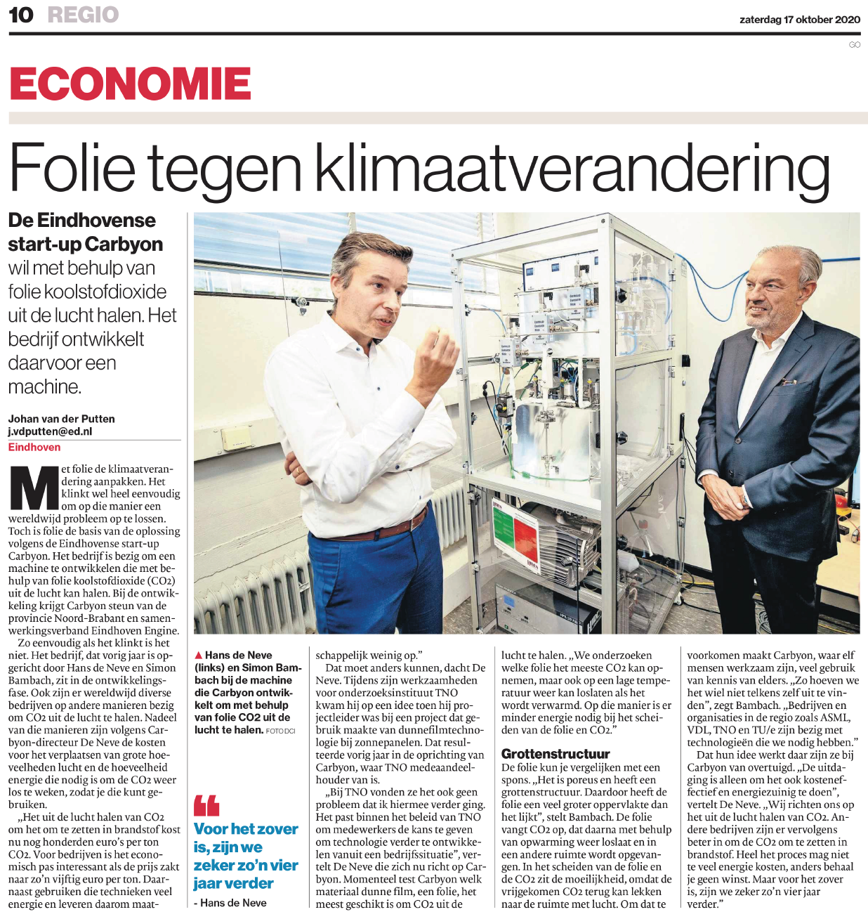 Eindhovens Dagblad Folie tegen klimaatverandering 20201017